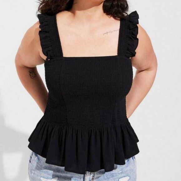 Torrid Plus Size 3X 22-24 Smocked Peplum Ruffle Sleeveless Top - Picture 2 of 6